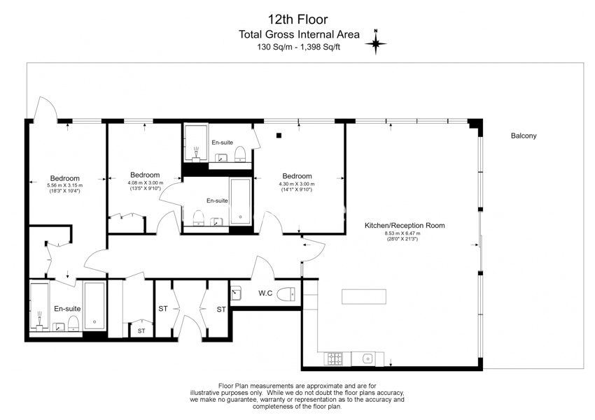 3 bedrooms flat to rent in Merino Gardens, London Dock, Wapping, E1W-Floorplan