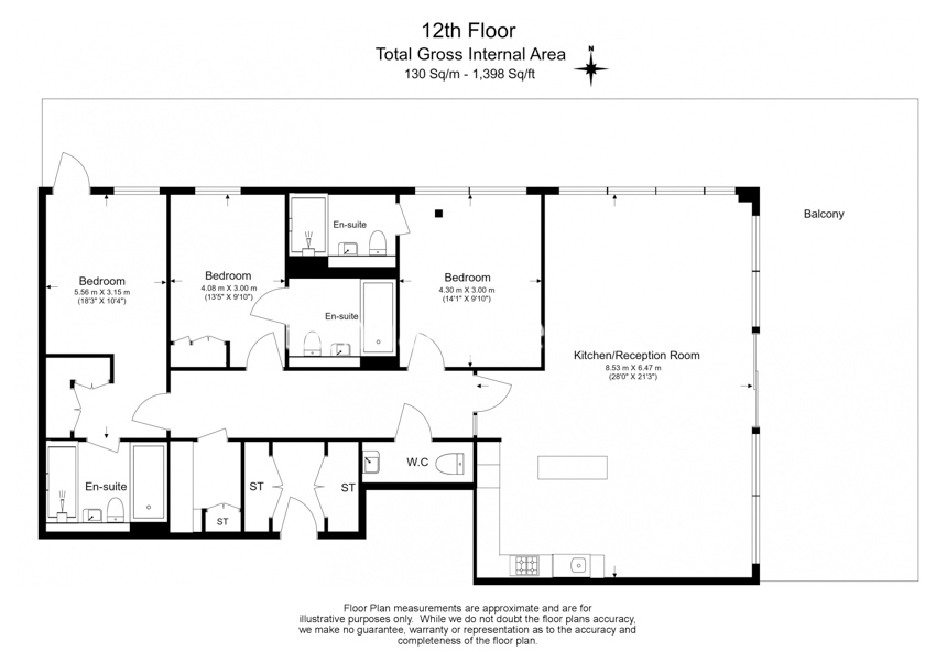 3  bedrooms flat to rent in Merino Gardens, London Dock, Wapping, E1W-Floorplan
