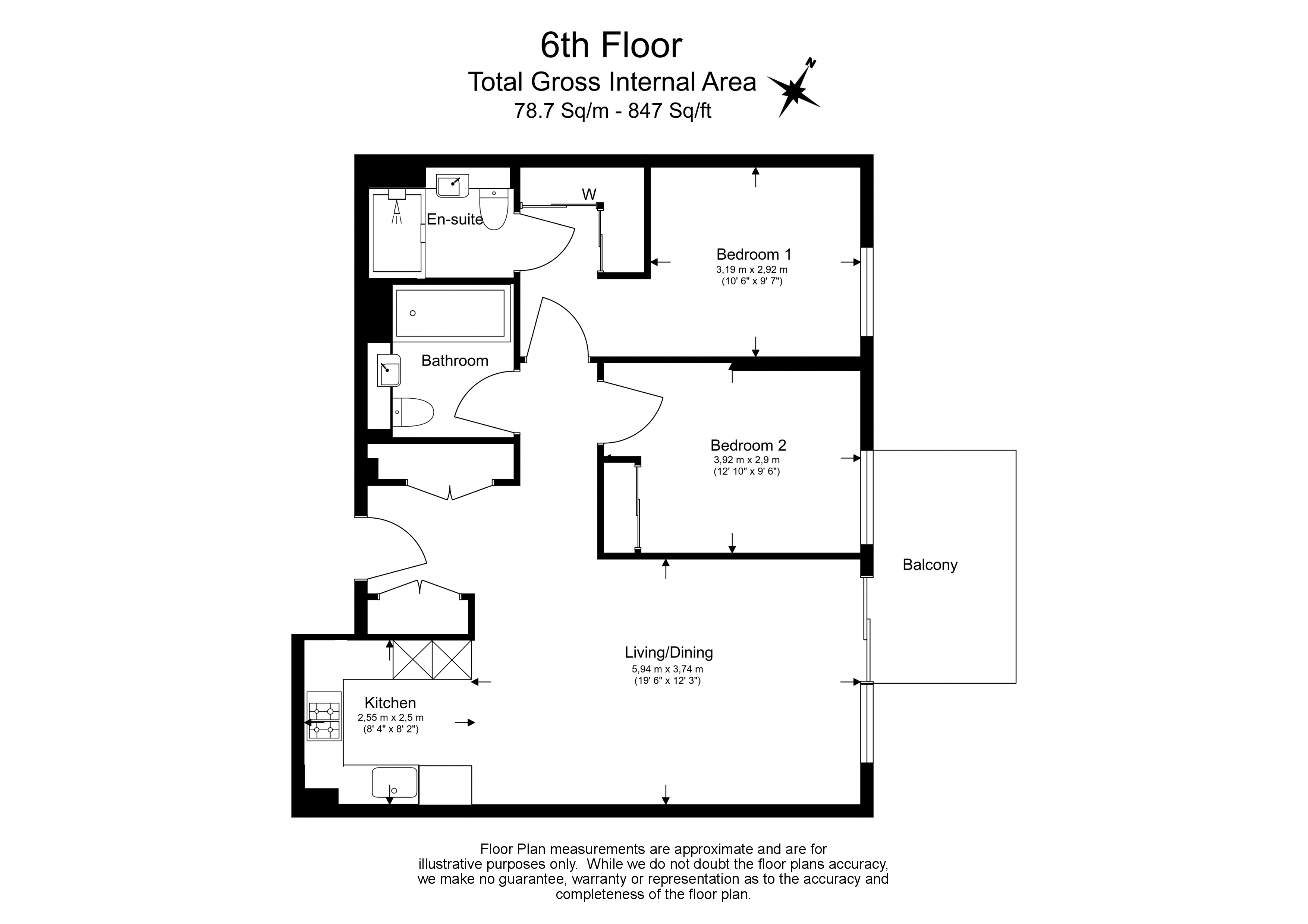 2  bedrooms flat to rent in Neroli House, Piazza Walk, E1-Floorplan