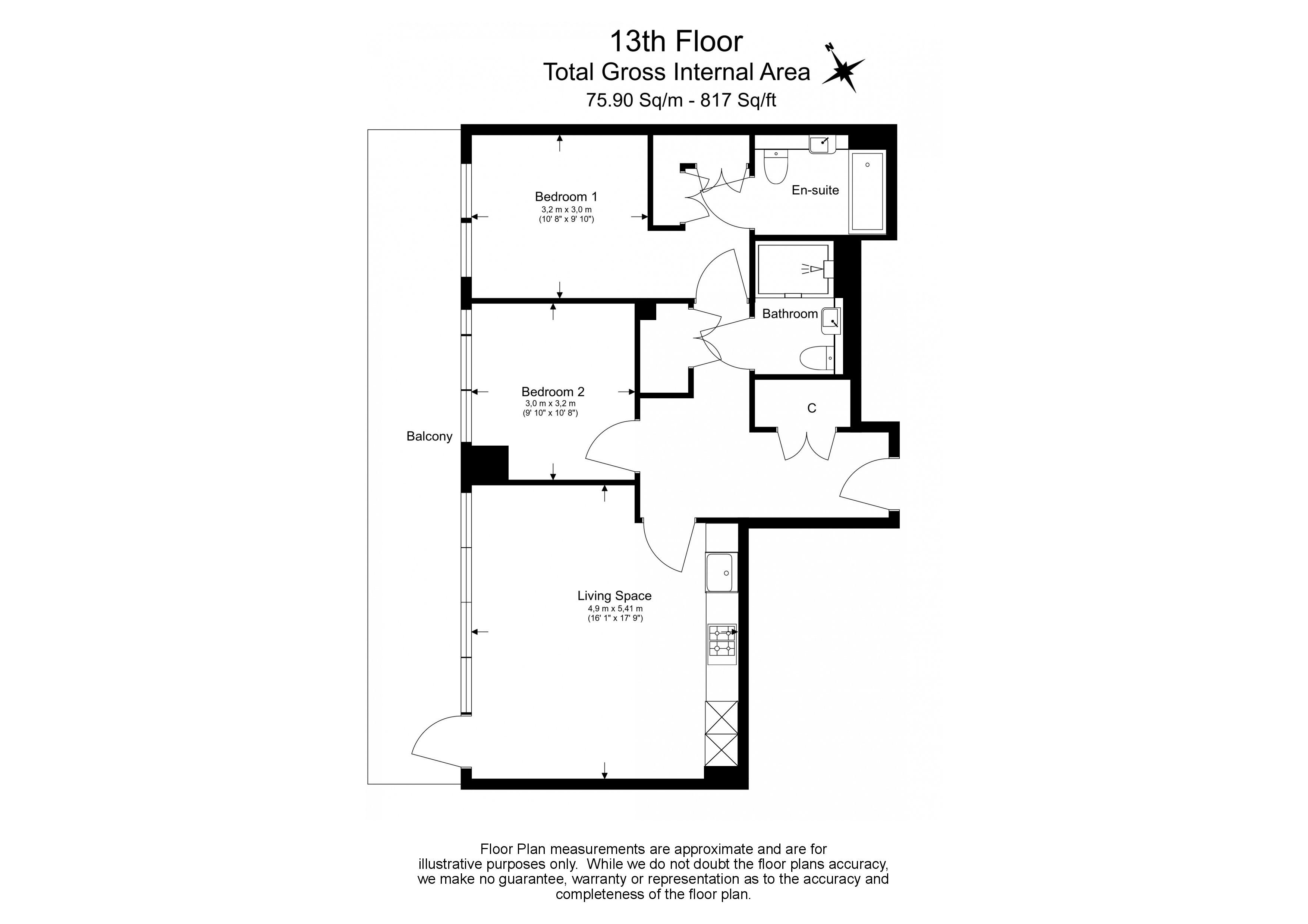 2  bedrooms flat to rent in Merino Gardens, London Dock, E1W-Floorplan