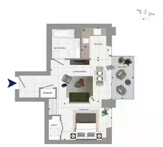 1  bedroom flat to rent in The Silk District, Whitechapel, E1-Floorplan