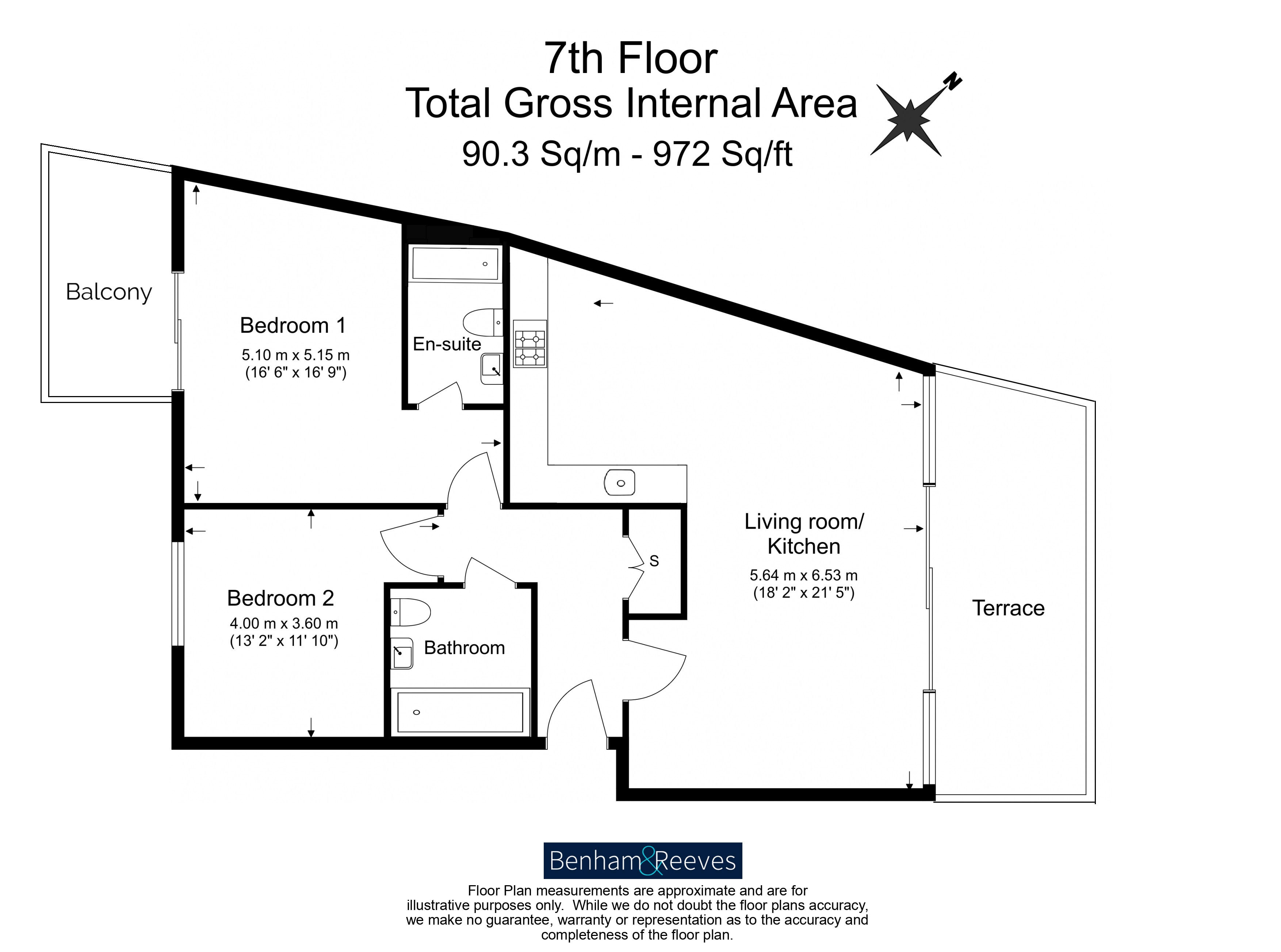 2  bedrooms flat to rent in Times Square, City Quarter, E1-Floorplan