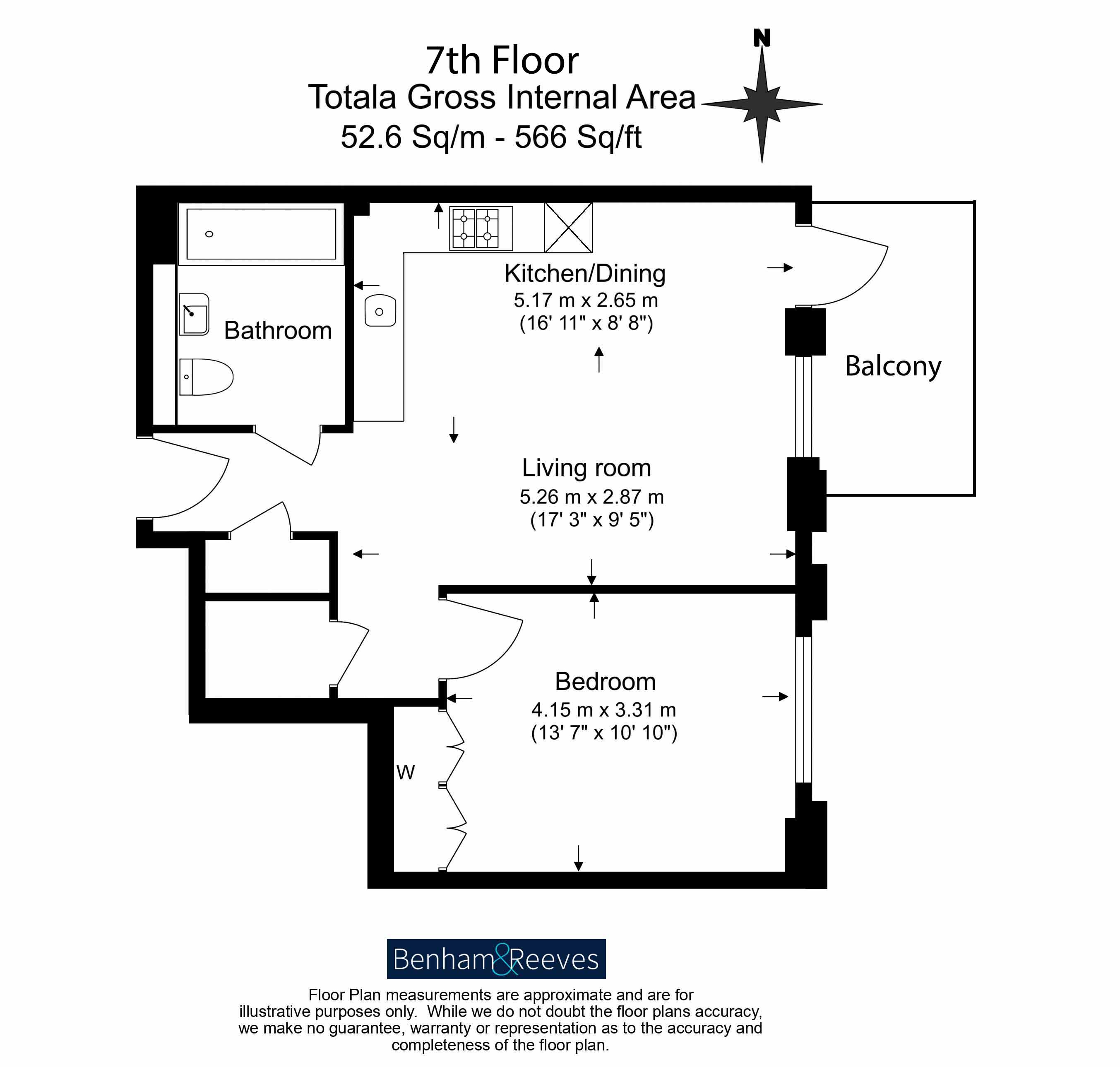 1  bedroom flat to rent in Merino Gardens, London Dock, E1W-Floorplan