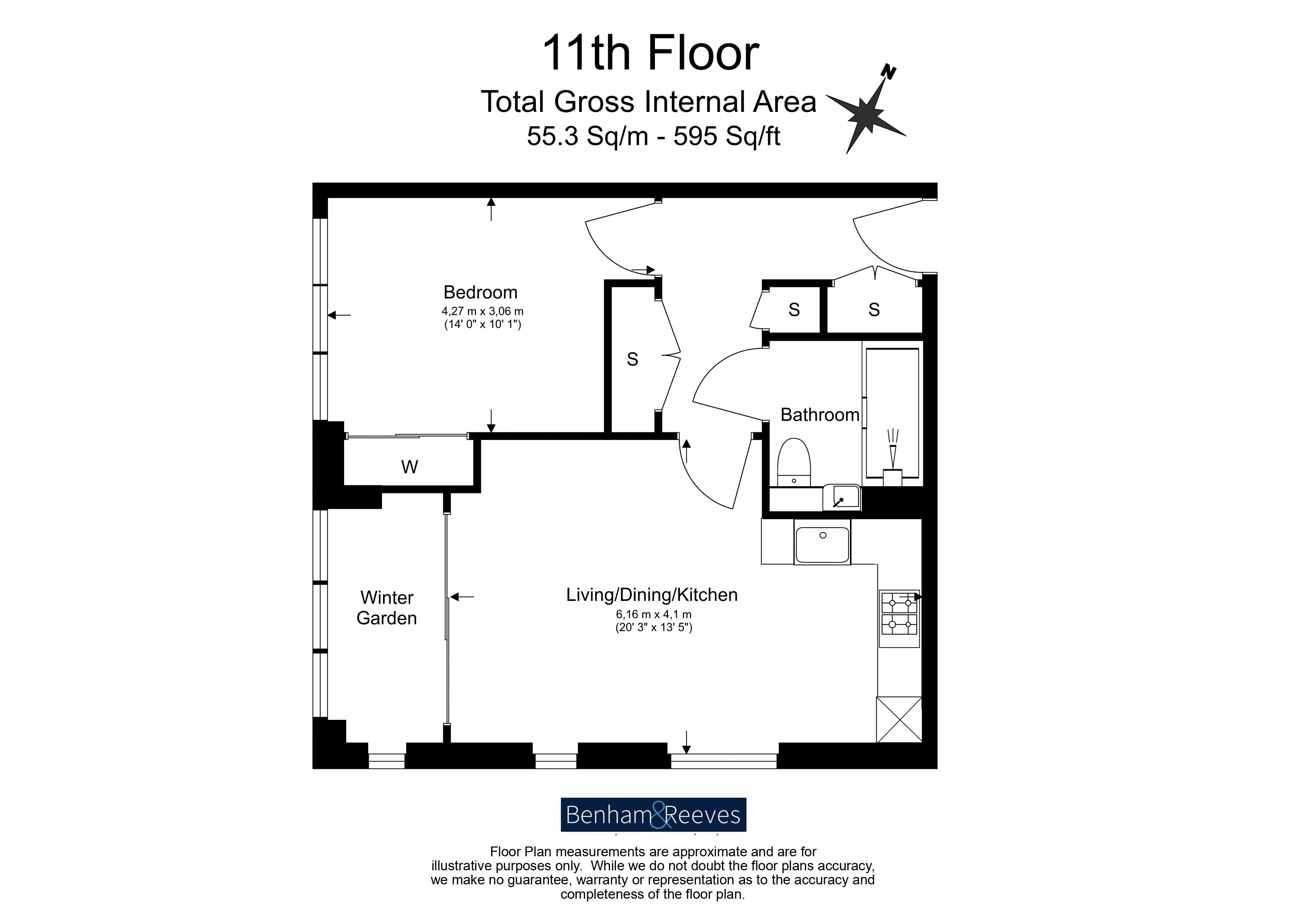 1 bedroom  for sale in Wiverton Tower, New Drum Street, E1-Floorplan