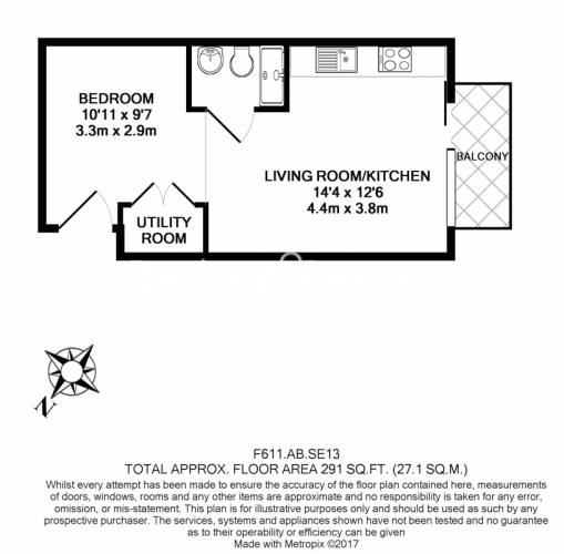 Studio flat to rent in Conington Road, Lewisham, SE13-Floorplan