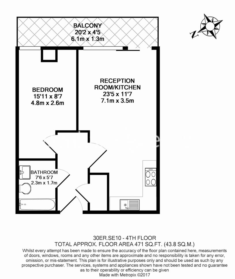 1  bedroom flat to rent in Dowells Street, Surrey Quays, SE10-Floorplan