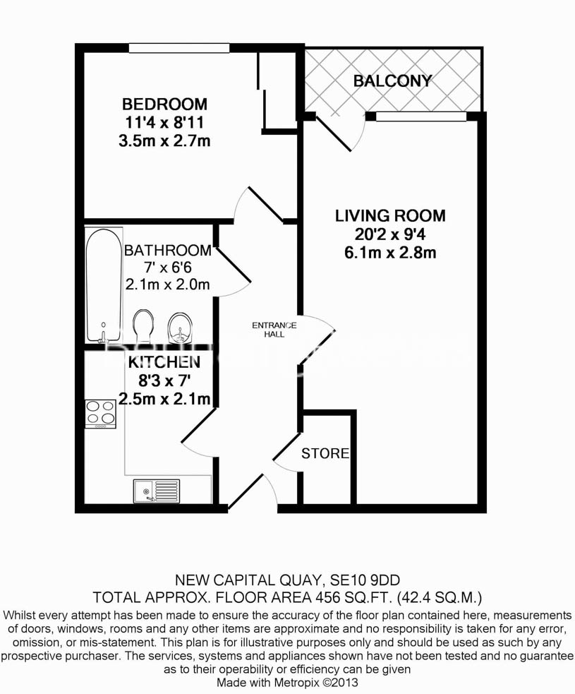 1 bedroom flat to rent in Admirals Tower, New Capital Quay, Greenwich, SE10-Floorplan