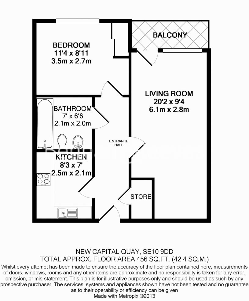 1  bedroom flat to rent in Admirals Tower, New Capital Quay, Greenwich, SE10-Floorplan