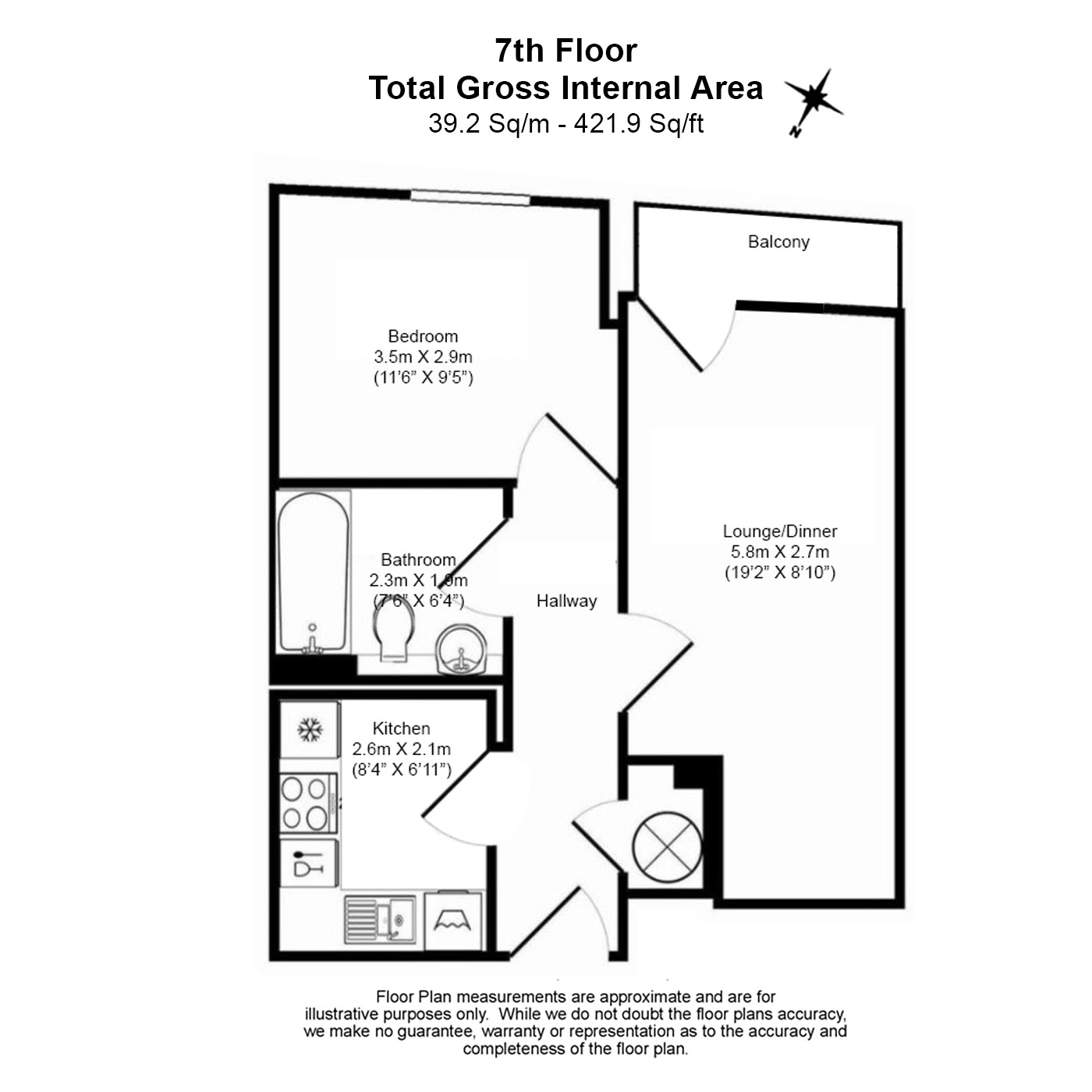 1  bedroom flat to rent in Dowells Street, Greenwich, SE10-Floorplan