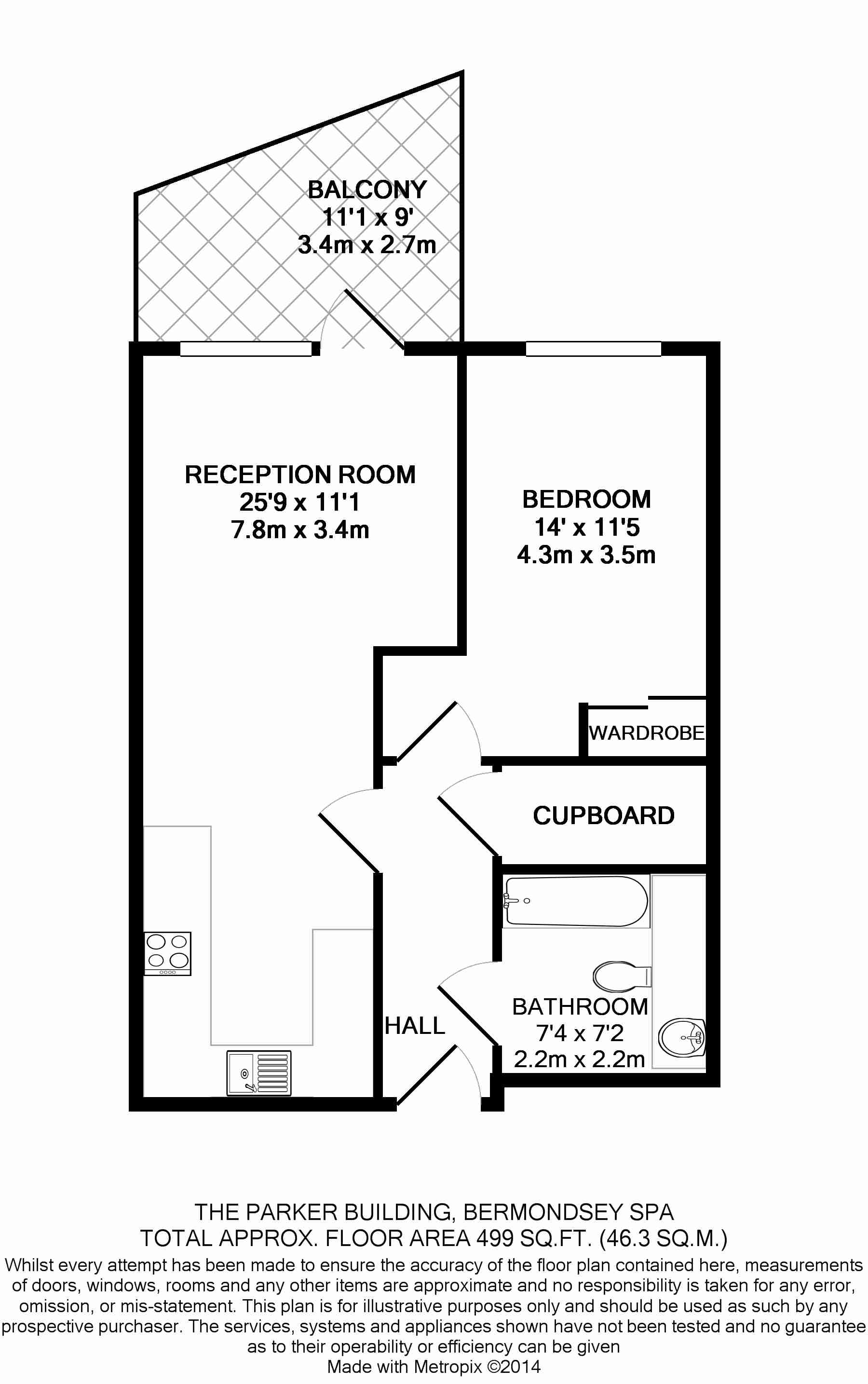 1  bedroom flat to rent in Freda Street, Bermondsey, SE16-Floorplan