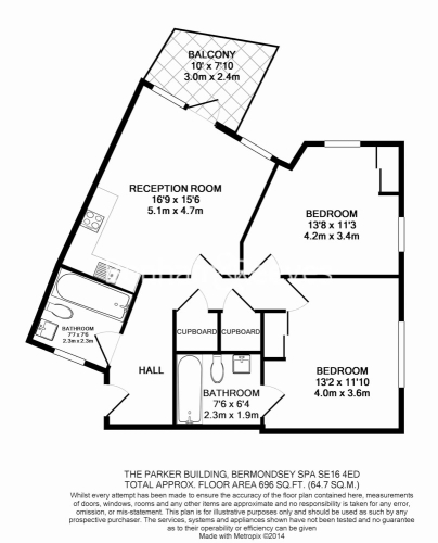 2 bedrooms flat to rent in Parker Building, Freda Street, SE16-Floorplan
