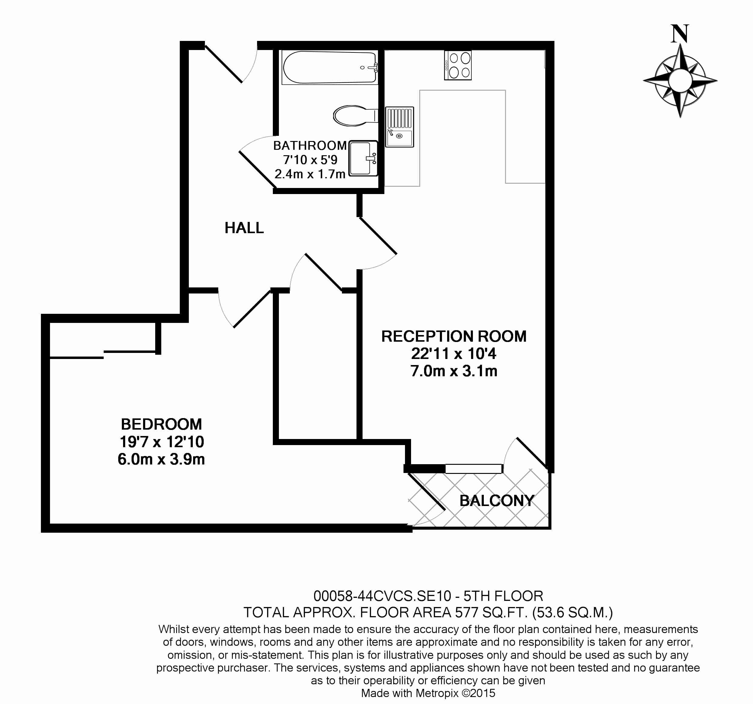 1  bedroom flat to rent in Dowells Street, Surrey Quays, SE10-Floorplan