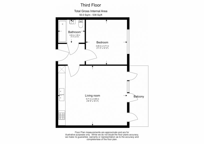 1  bedroom flat to rent in Spa Road, Bermondsey, SE16-Floorplan
