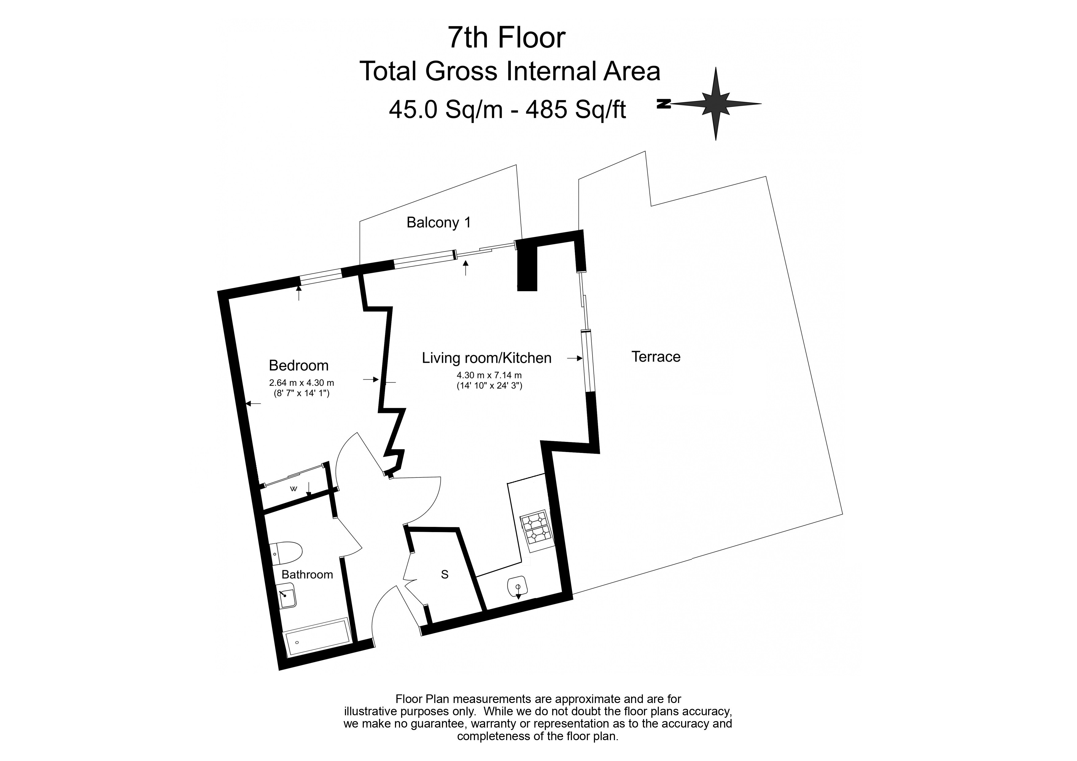 1  bedroom flat to rent in Maltby Street, Bermondsey, SE1-Floorplan