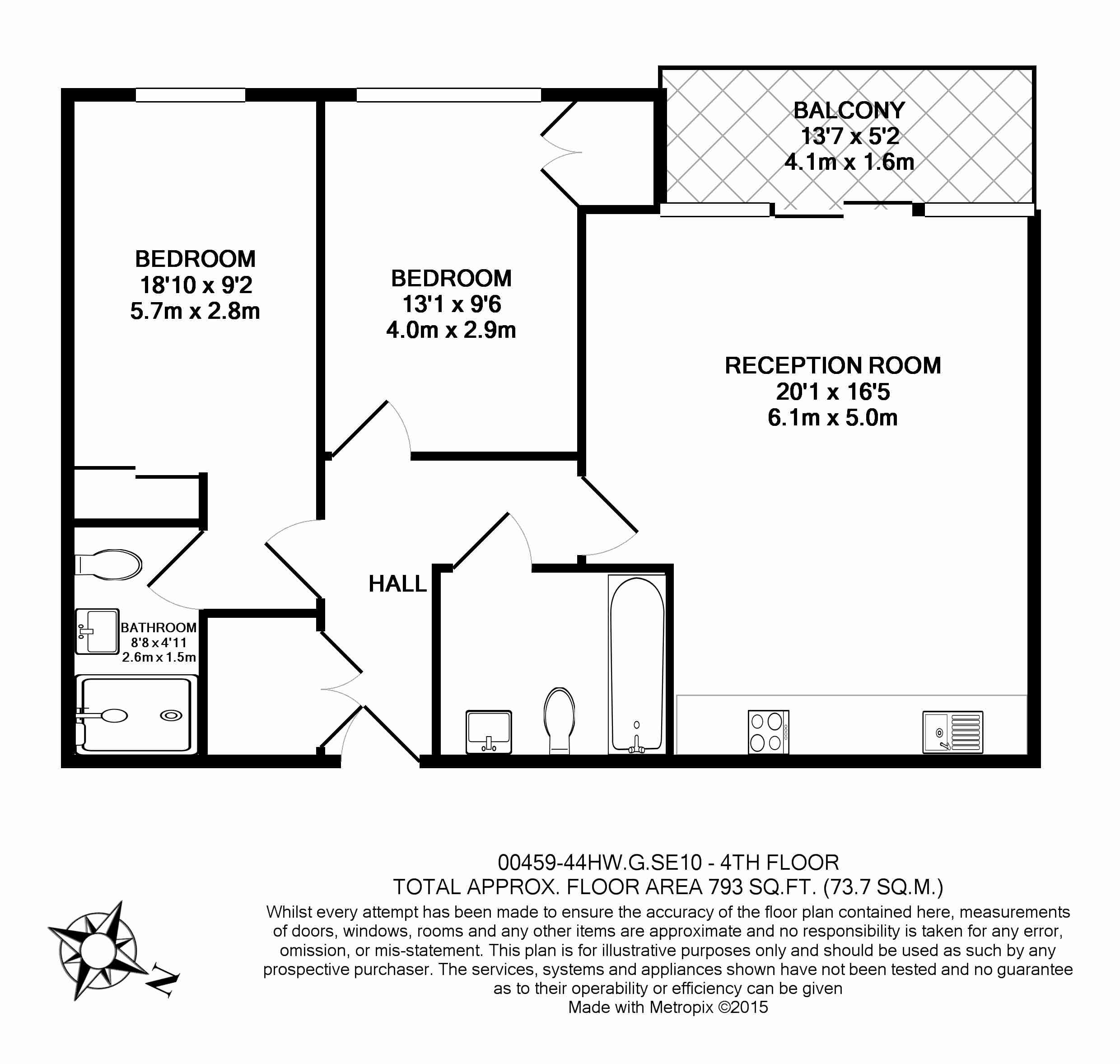 2 bedrooms flat to rent in Norman Road, Greenwich, SE10-Floorplan