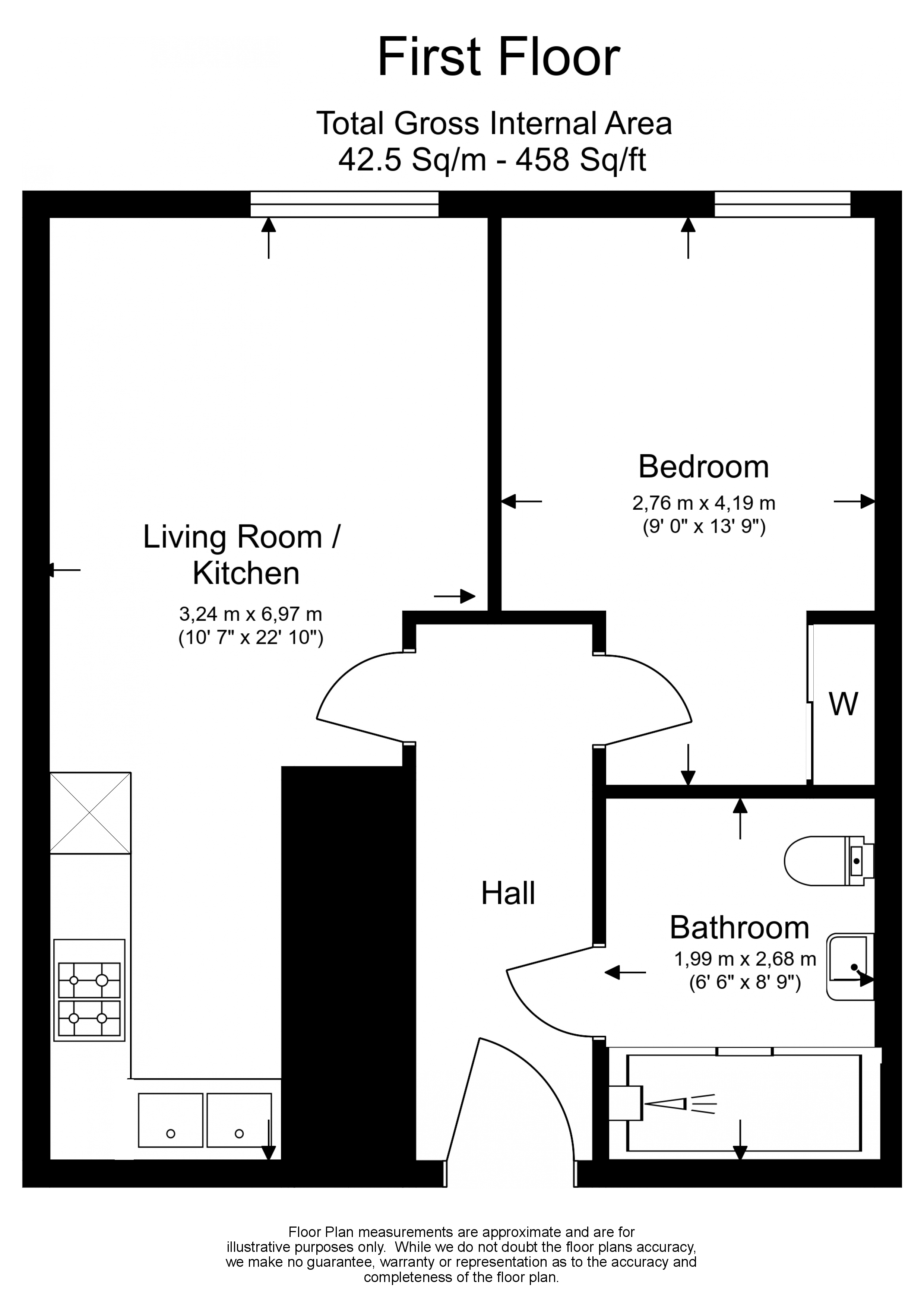 1  bedroom flat to rent in Whiting Way, Surrey Quays, SE16-Floorplan