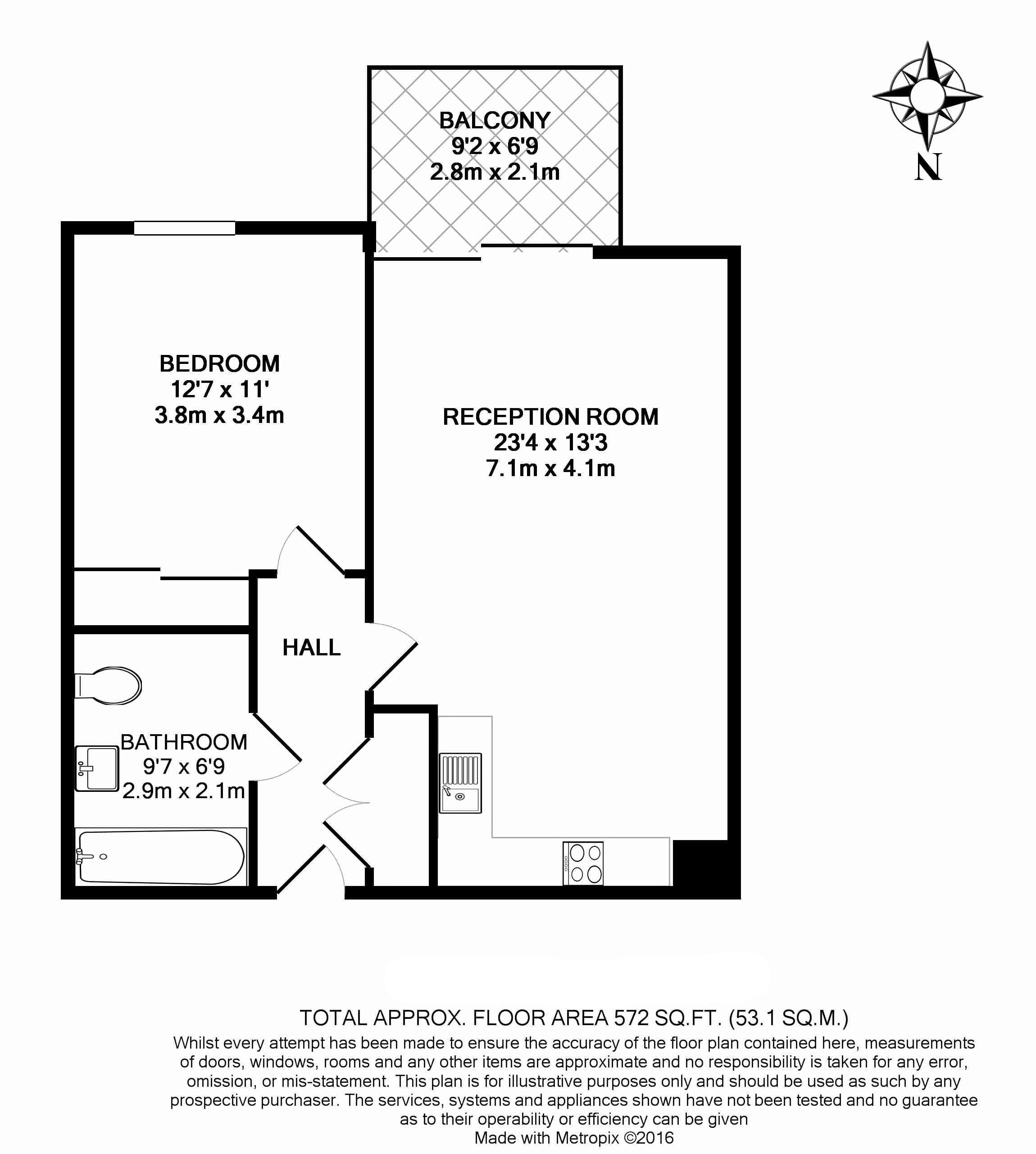1  bedroom flat to rent in Whiting Way, Surrey Quays, SE16-Floorplan