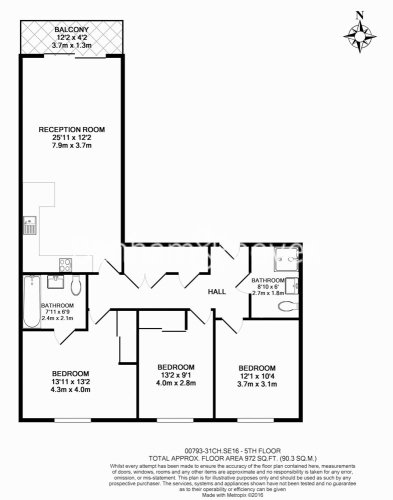 3 bedrooms flat to rent in Seafarer Way, Surrey Quays, SE16-Floorplan
