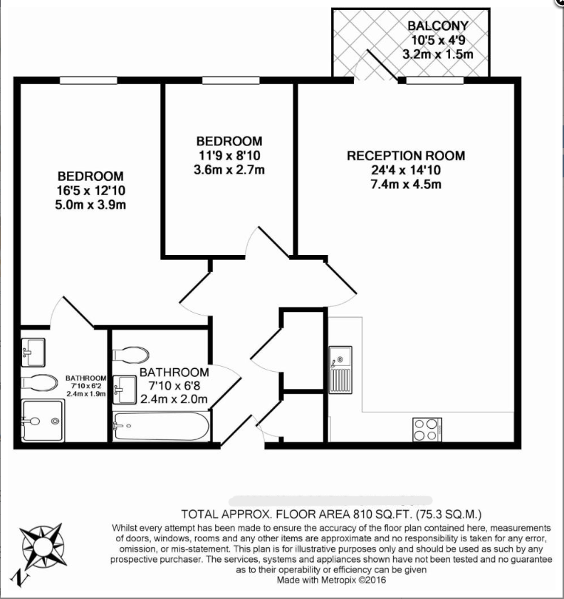 2  bedrooms flat to rent in Norlem Court, Pell Street, SE8-Floorplan