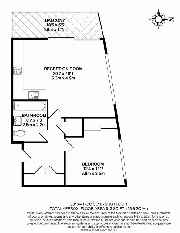 1  bedroom flat to rent in Ashton Reach, Surrey Quays, SE16-Floorplan