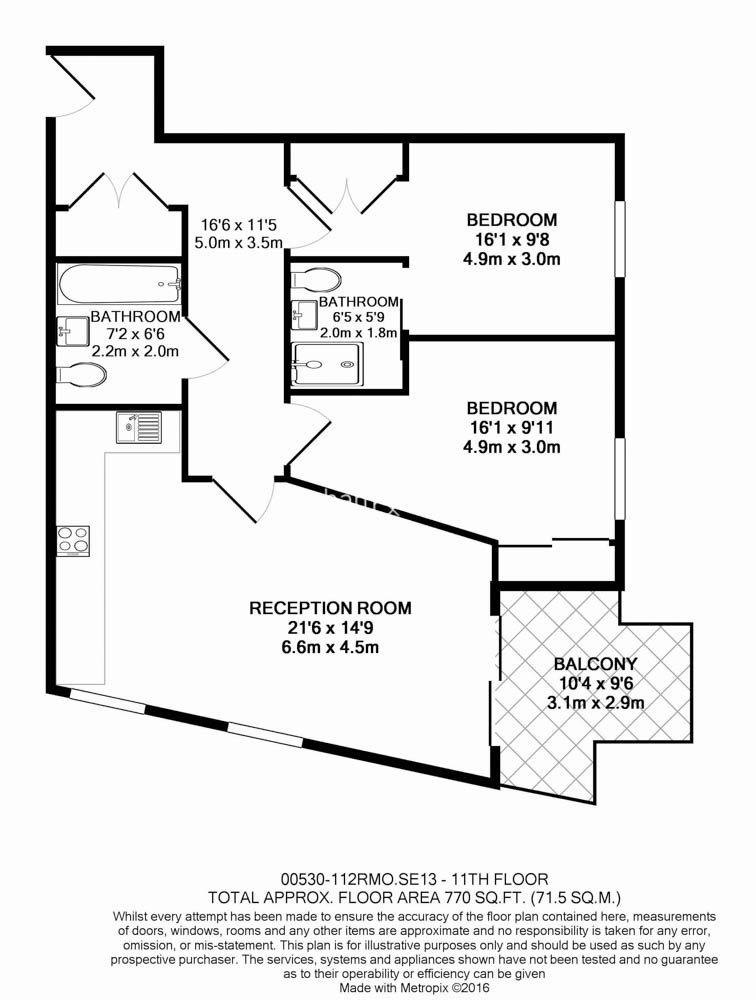 2  bedrooms flat to rent in River Mill One, Station Road, SE13-Floorplan