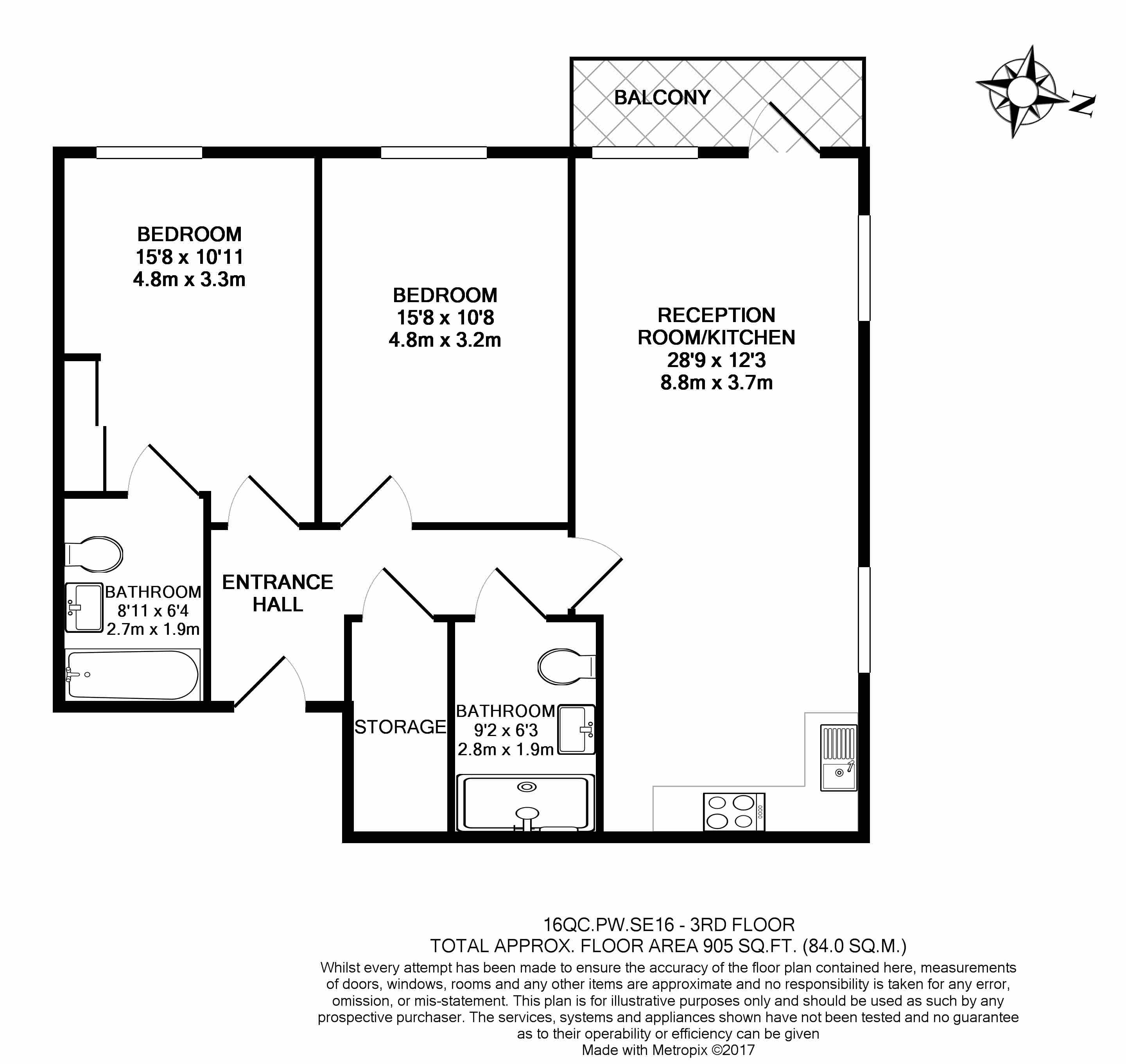 2  bedrooms flat to rent in Plough Way, Surrey Quays, SE16-Floorplan