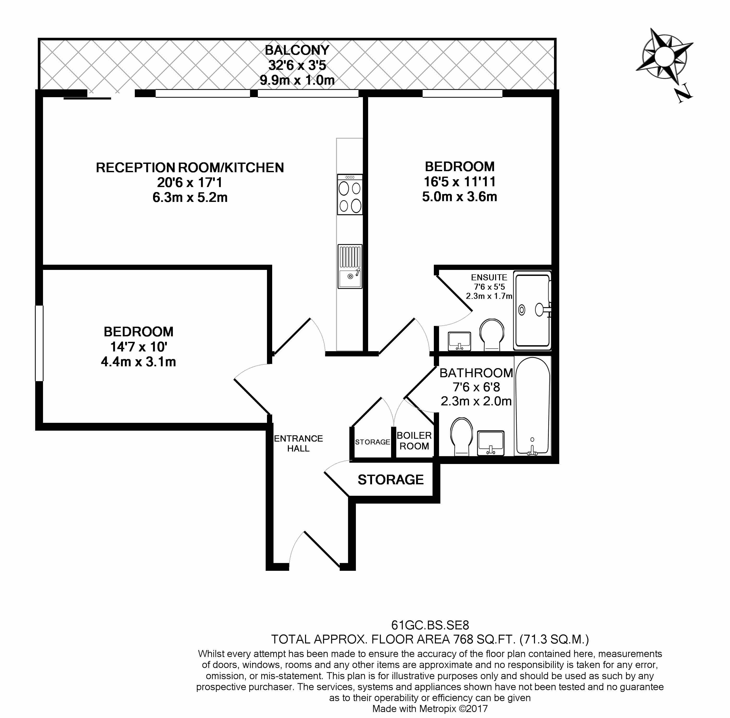 2  bedrooms flat to rent in Bailey Street, Surrey Quays, SE8-Floorplan