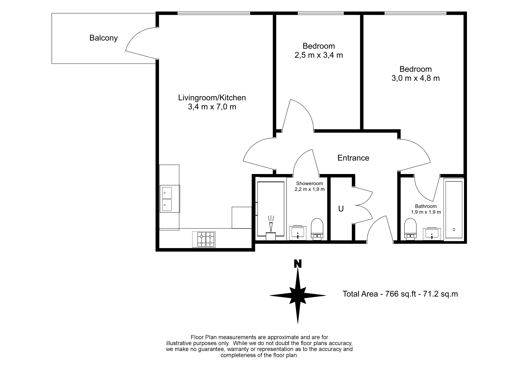 2  bedrooms flat to rent in Seafarer Way, Surrey Quays, SE16-Floorplan