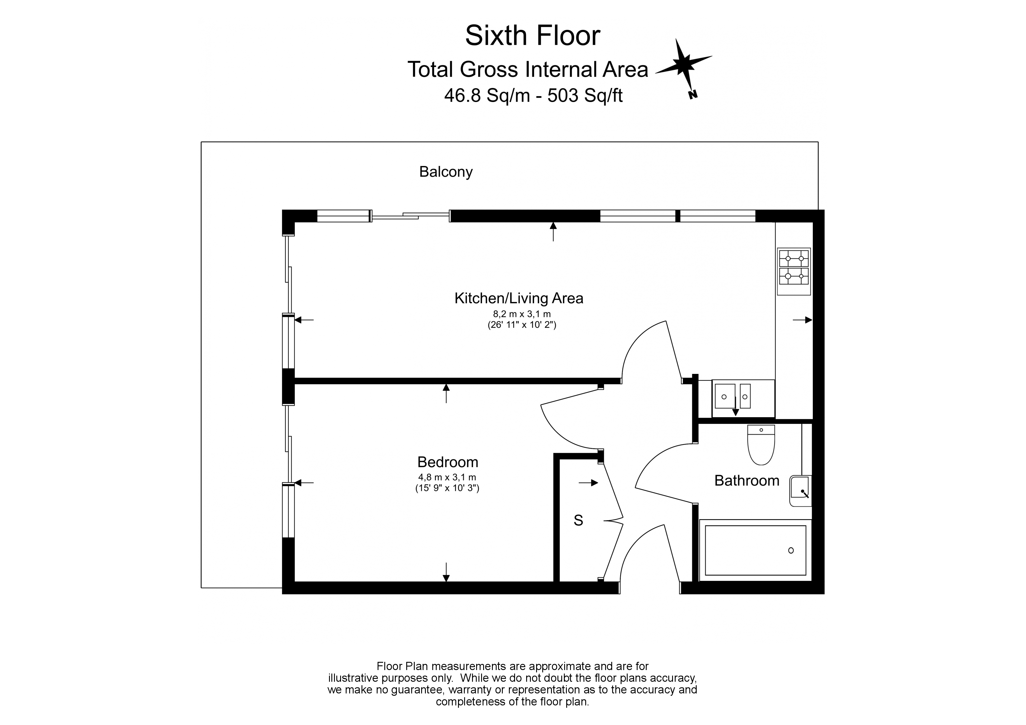 1  bedroom flat to rent in Canada Water, Needleman Street, SE16-Floorplan