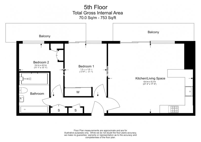 2 bedrooms flat to rent in Rope Street, Surrey Quays, SE16-Floorplan