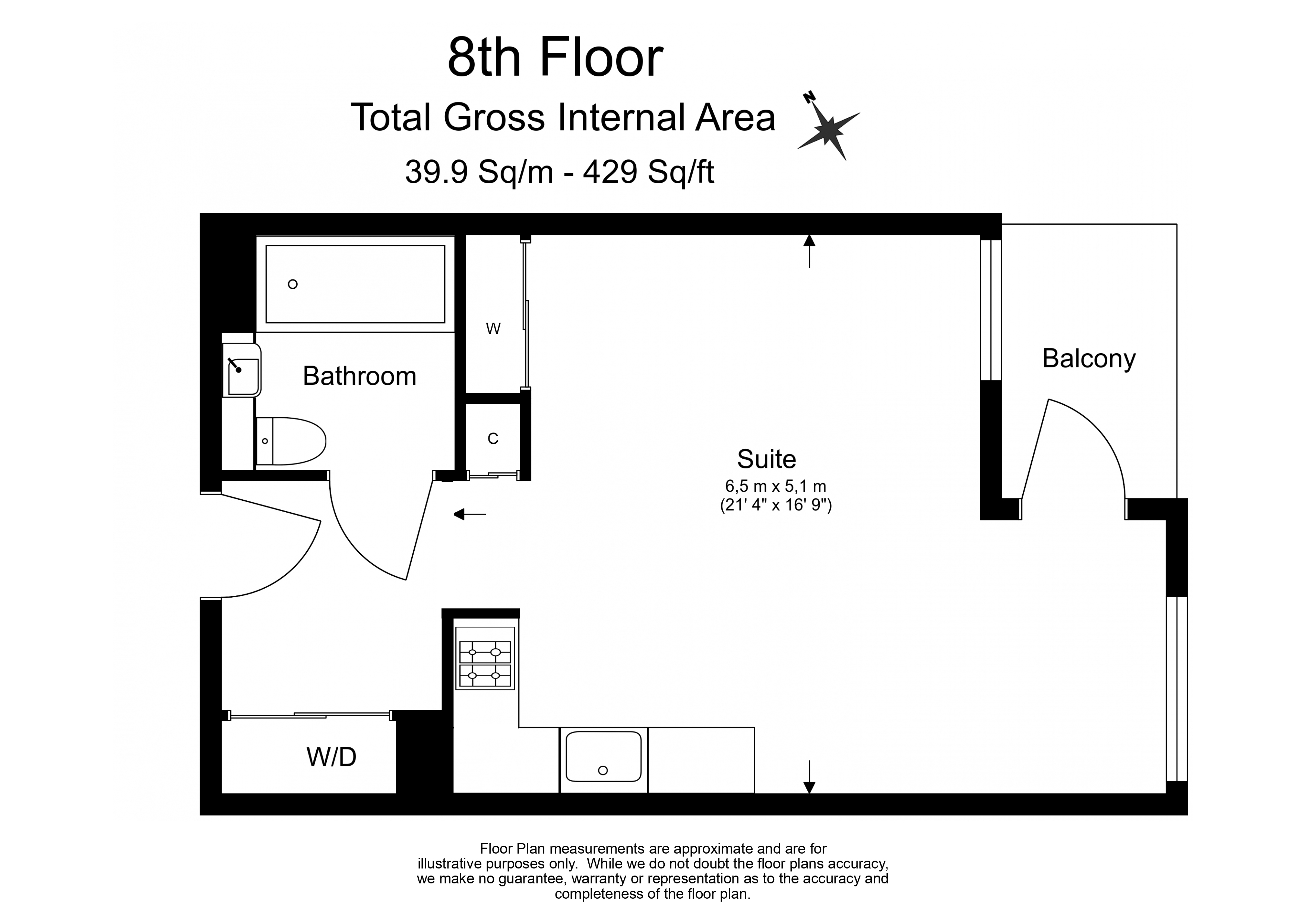 Studio flat to rent in Hurlock Heights, Deacon Street, SE17-Floorplan