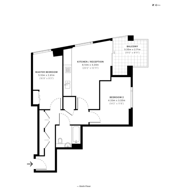 2  bedrooms flat to rent in Brick Kiln One, Station Road, SE13-Floorplan