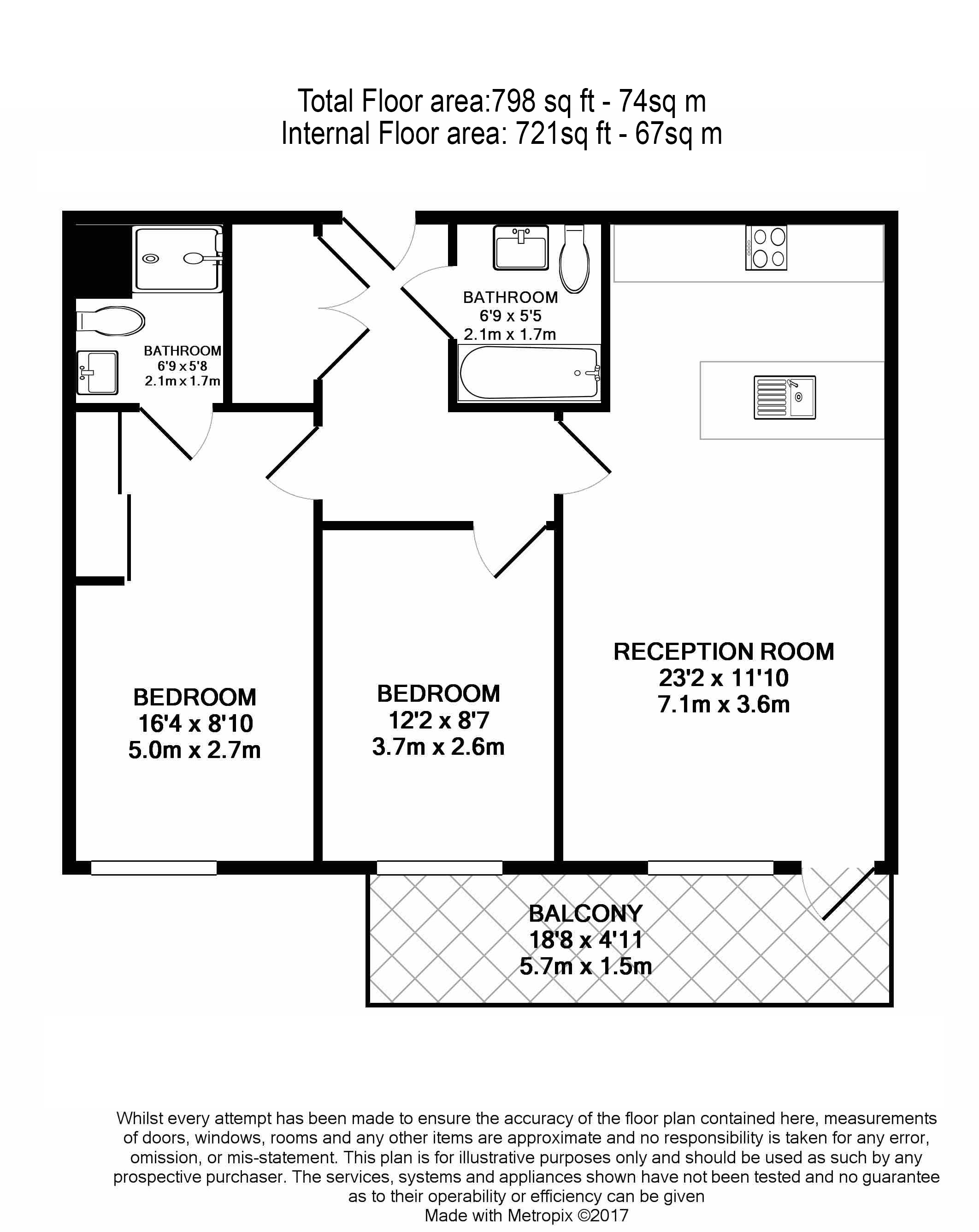 2  bedrooms flat to rent in Kew Bridge Road, Brentford, TW8-Floorplan