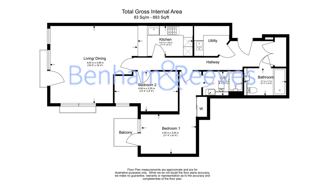 2  bedrooms flat to rent in Kew Bridge Road, Brentford, TW8-Floorplan