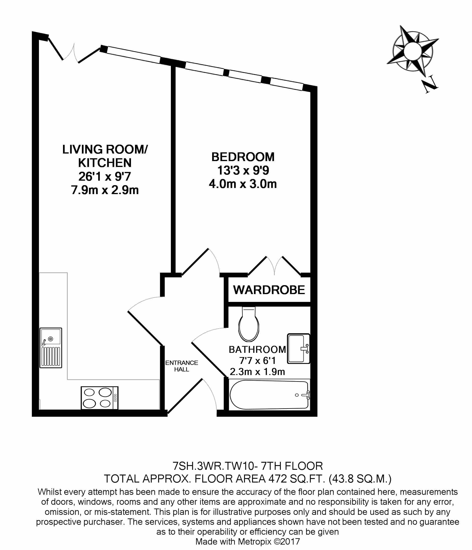 1  bedroom flat to rent in Sandal House, Richmond, TW10-Floorplan