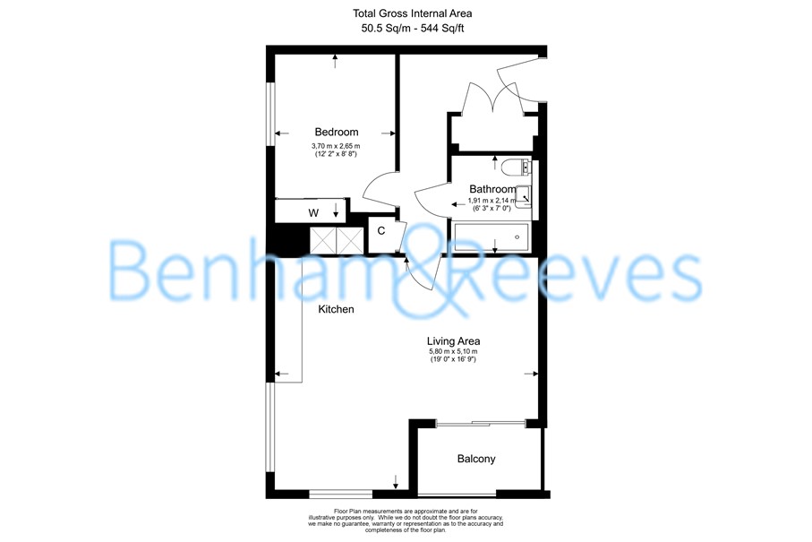 1 bedroom flat to rent in Pump House Crescent, Brentford, TW8-Floorplan