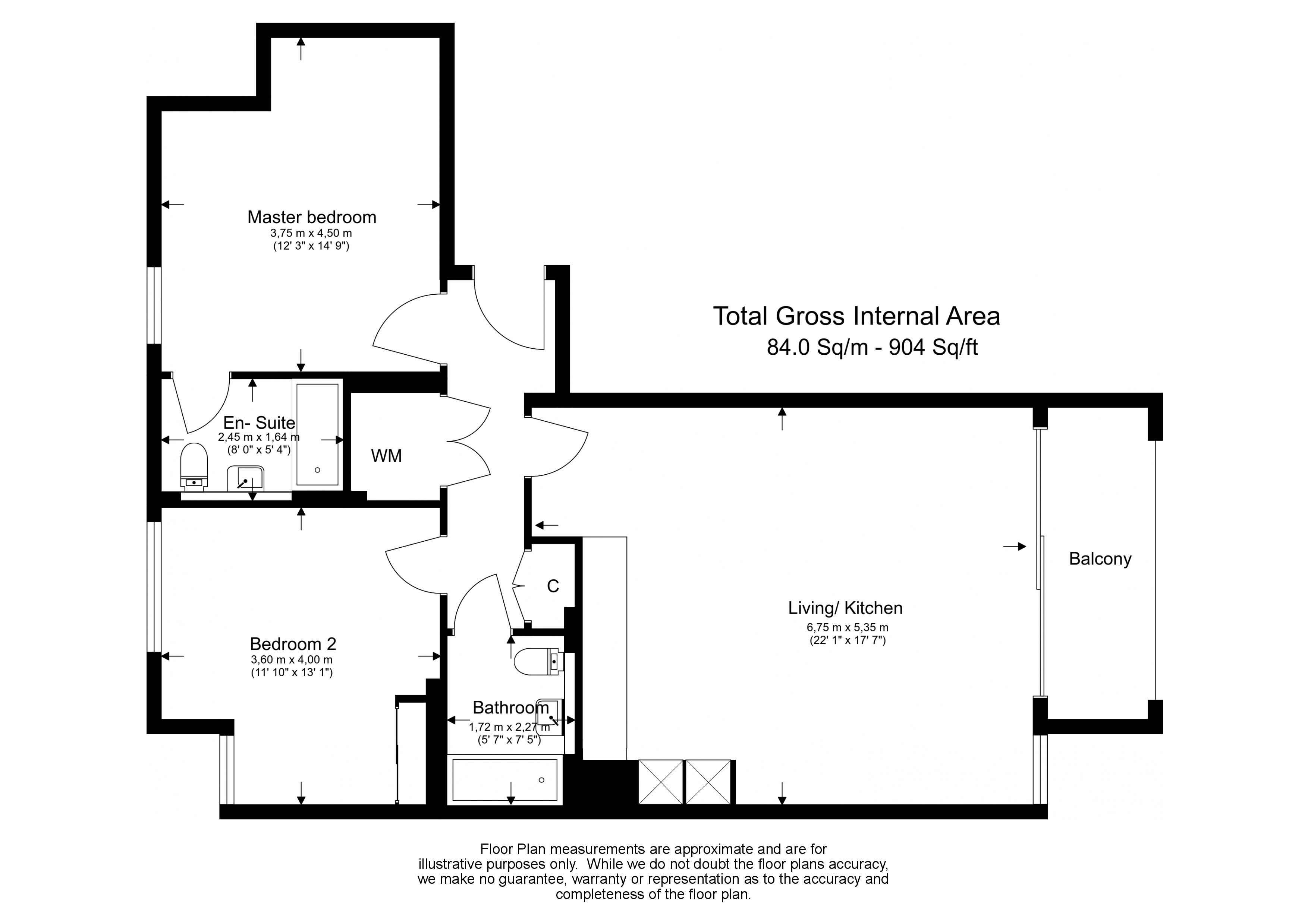 2 bedrooms flat to rent in Pump House Crescent, Brentford, TW8-Floorplan