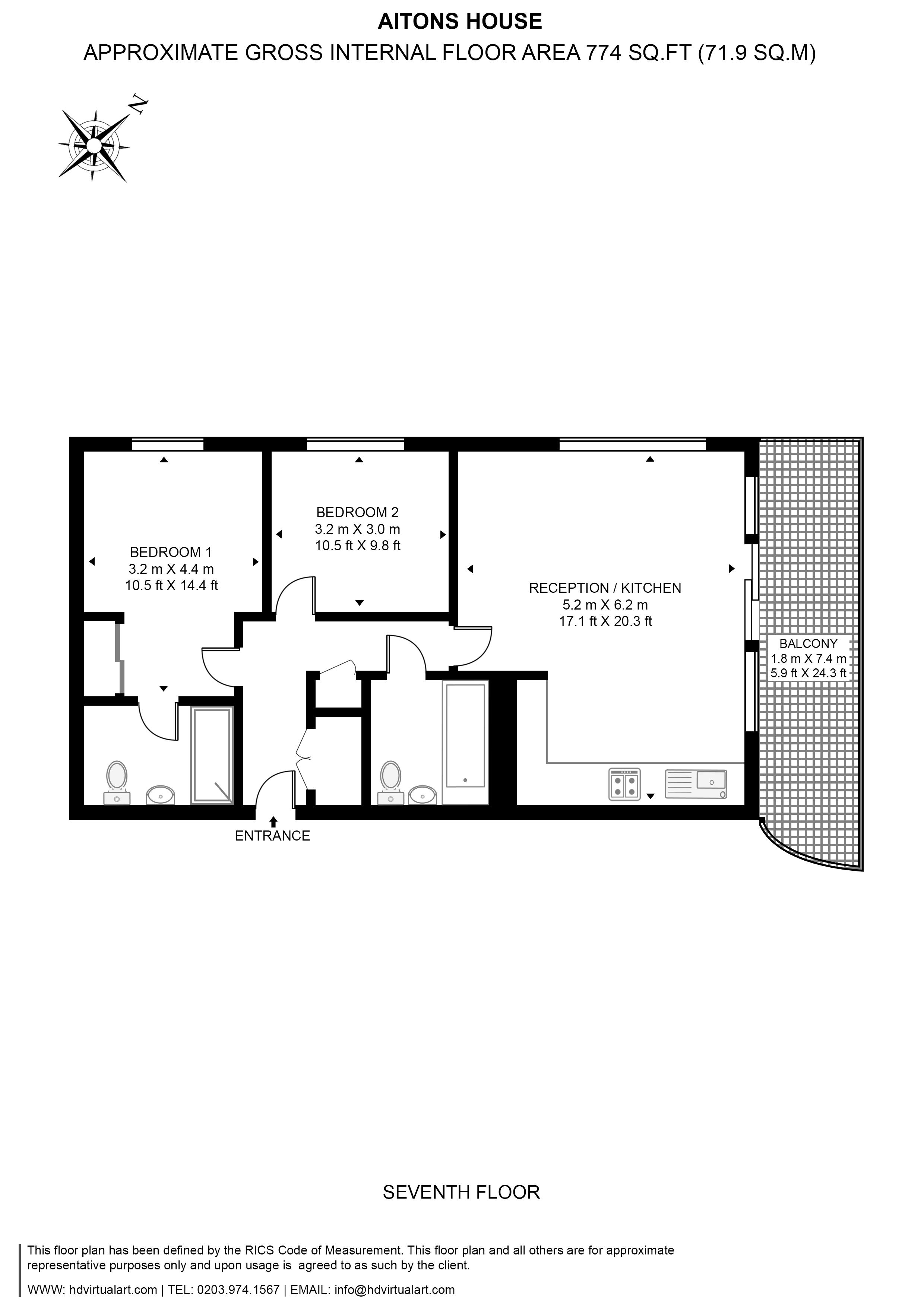 2  bedrooms flat to rent in Pump House Crescent, Brentford, TW8-Floorplan