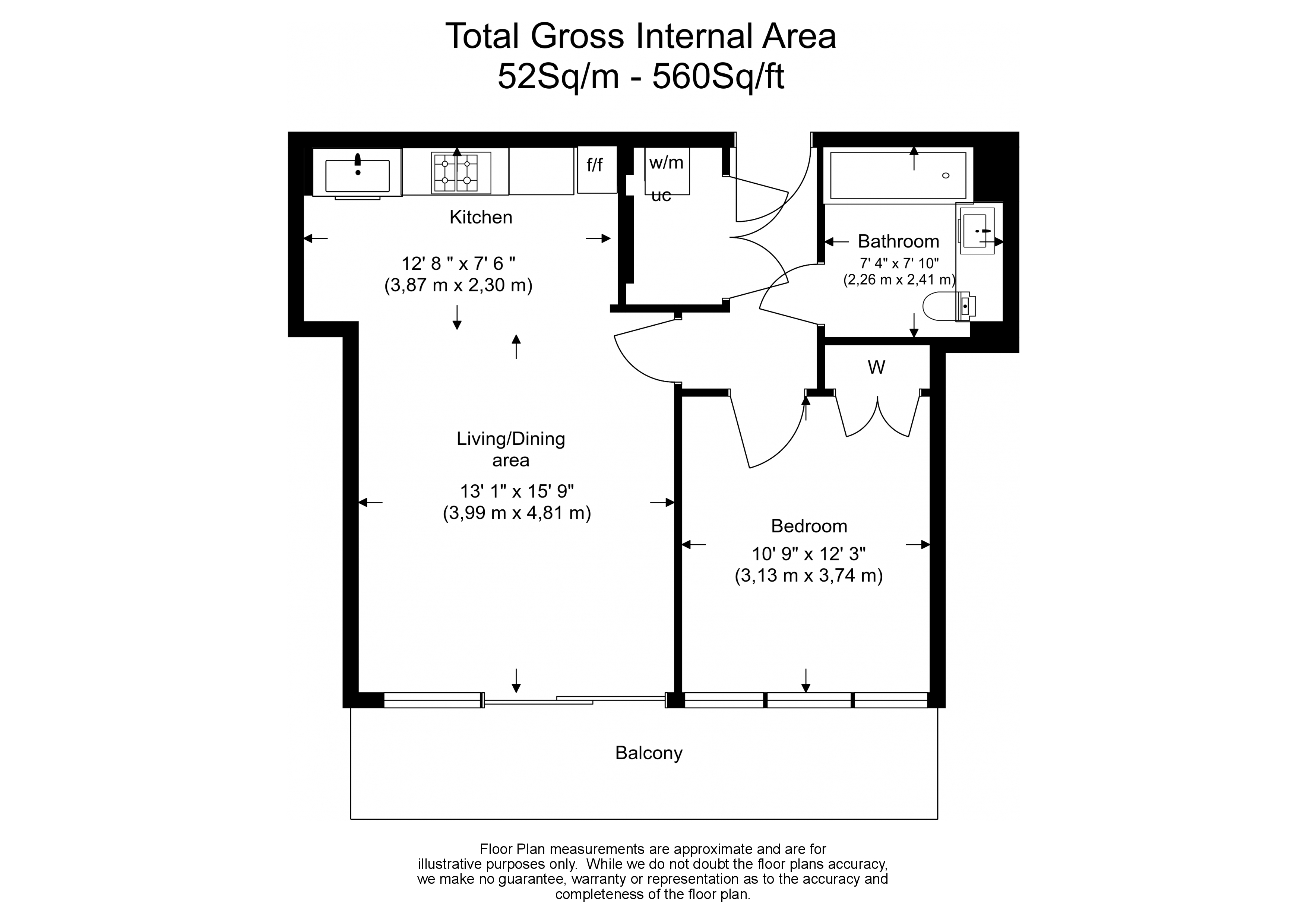 1  bedroom flat to rent in Chiswick Point, Chiswick, W4-Floorplan