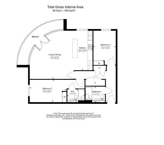 2 bedrooms flat to rent in Kew Bridge Road, Brentford, TW8-Floorplan