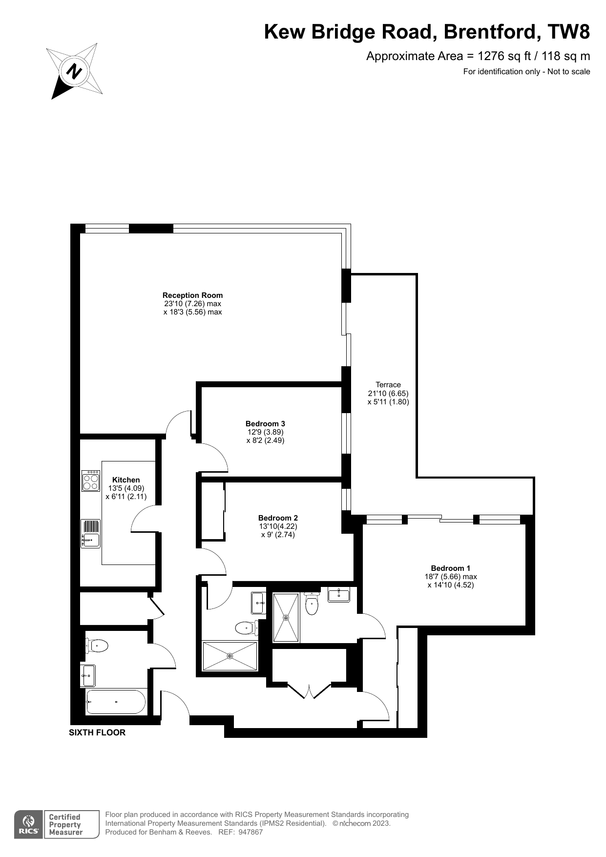 3 bedrooms flat to rent in Kew Bridge Road, Brentford, TW8-Floorplan