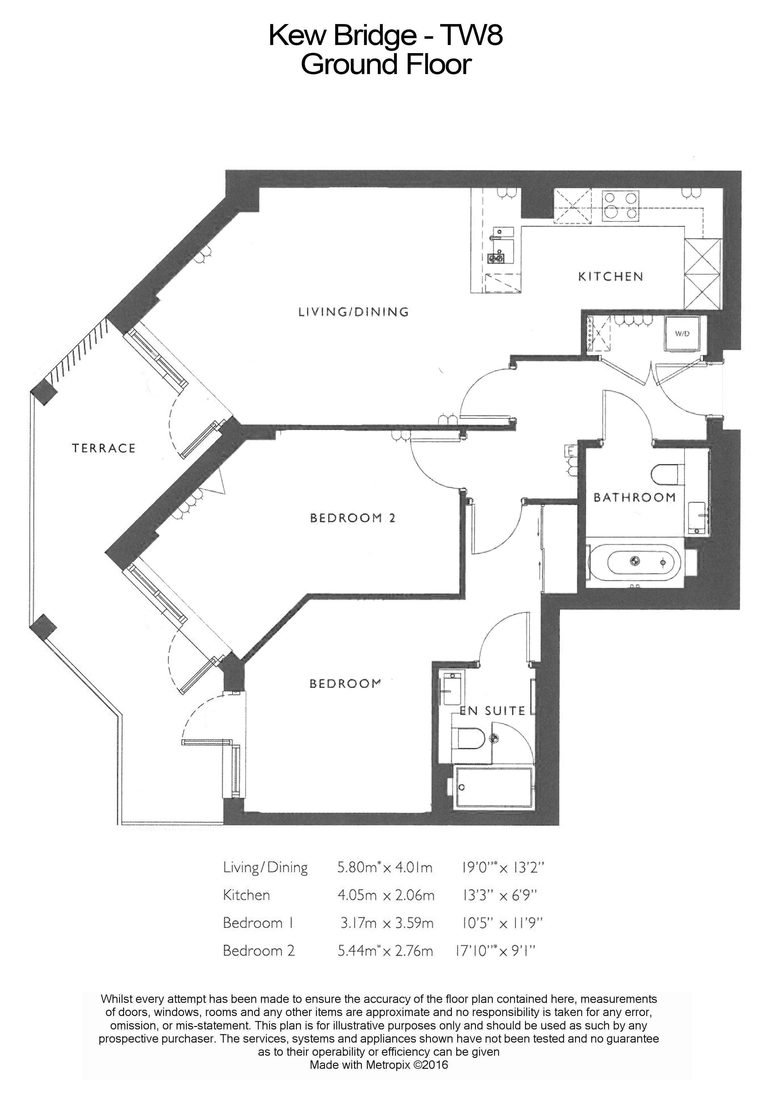 2  bedrooms flat to rent in Kew Bridge Road, Brentford, TW8-Floorplan