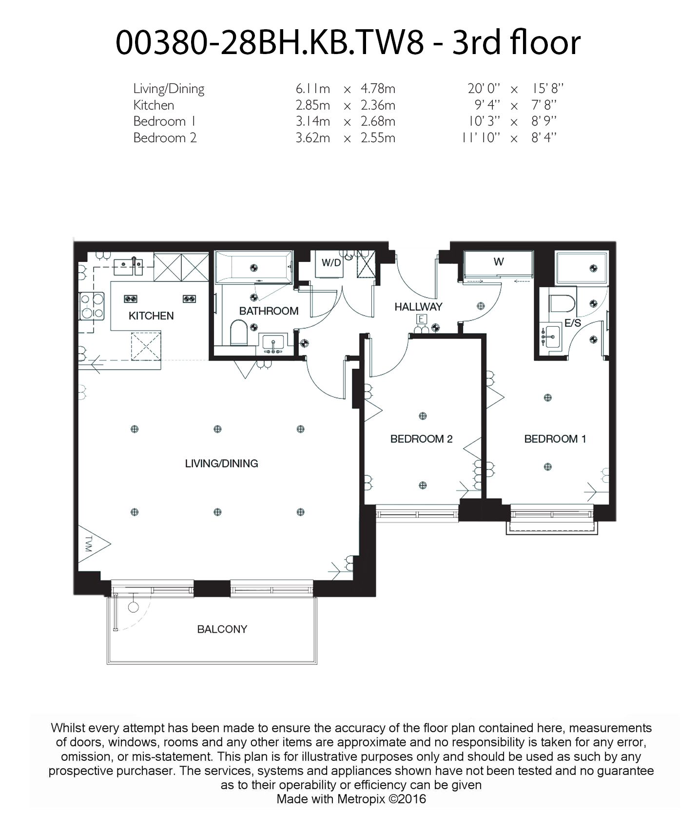 2  bedrooms flat to rent in Kew Bridge Road, Brentford, TW8-Floorplan