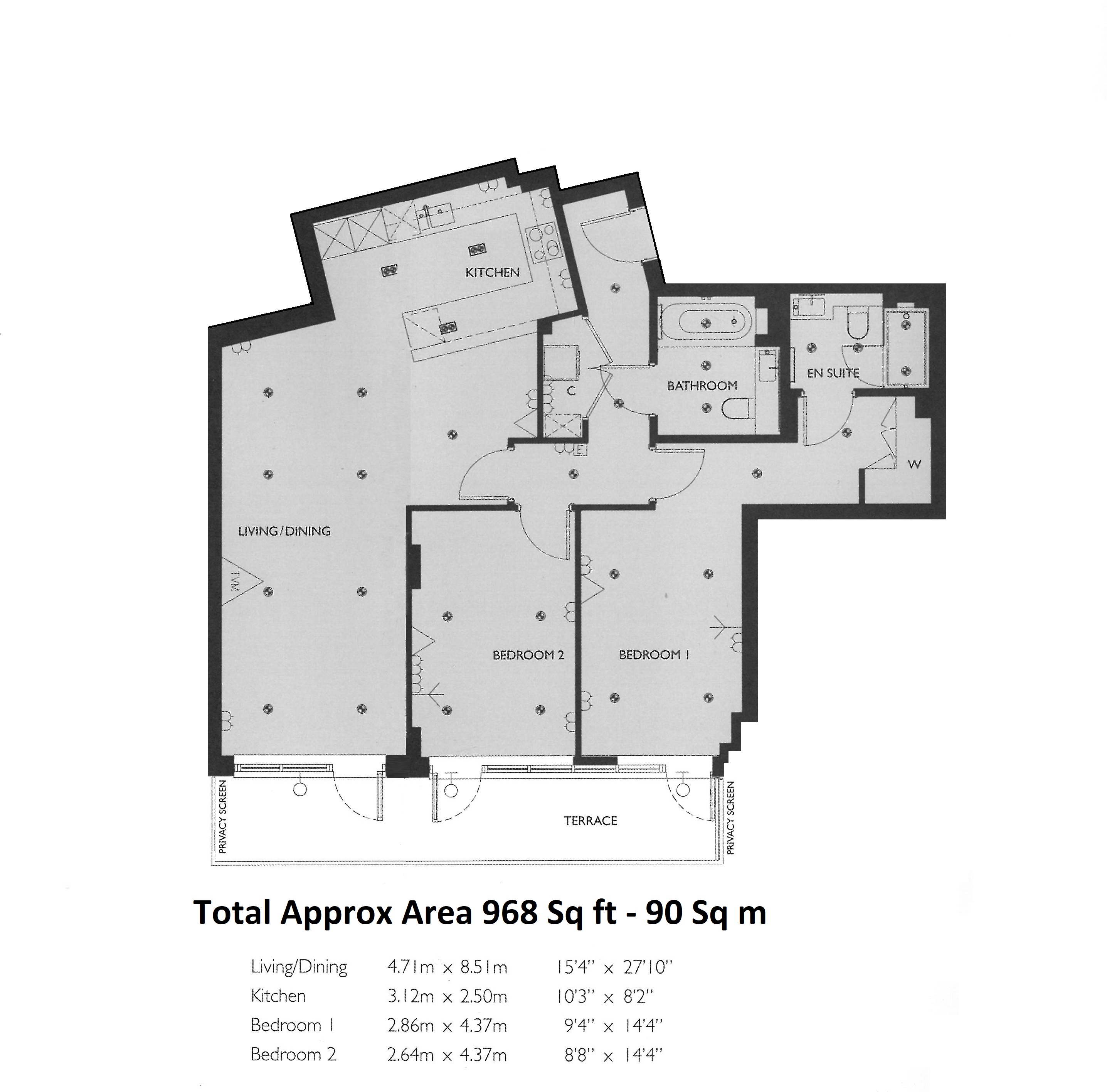 2  bedrooms flat to rent in Kew Bridge Road, Brentford, TW8-Floorplan