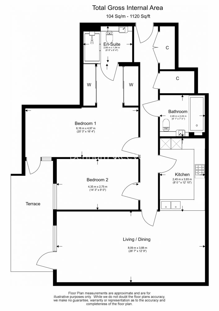 2 bedrooms flat to rent in Kew Bridge Road, Kew, TW8-Floorplan