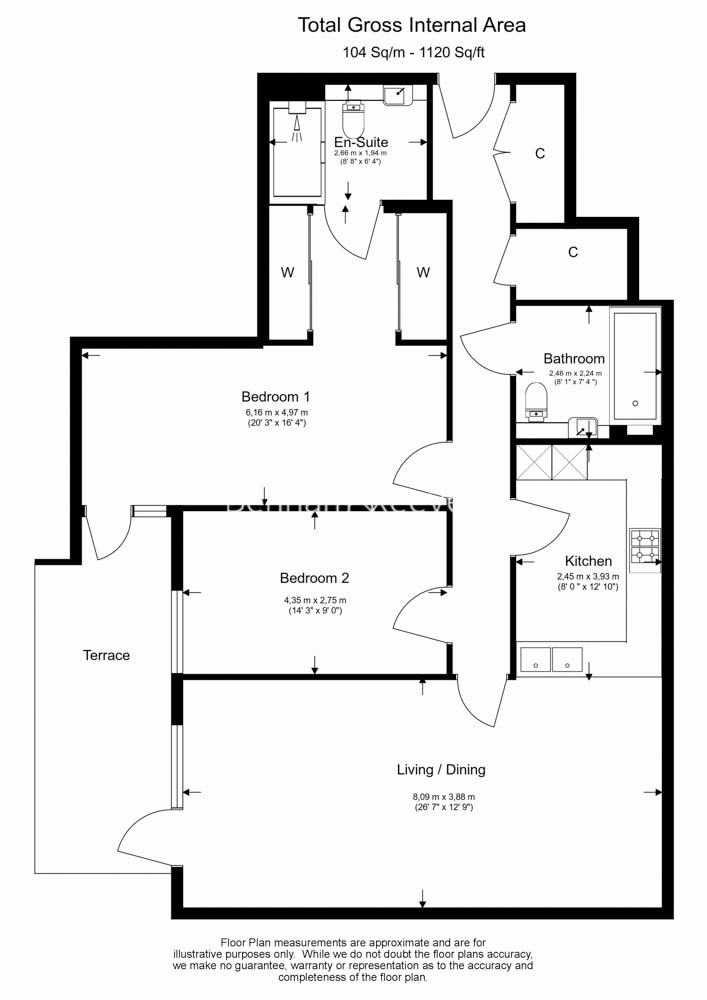 2  bedrooms flat to rent in Kew Bridge Road, Kew, TW8-Floorplan