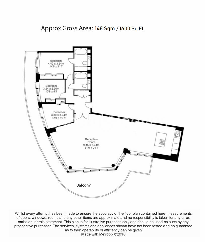 3  bedrooms flat to rent in Kew Bridge Road, Brentford, TW8-Floorplan