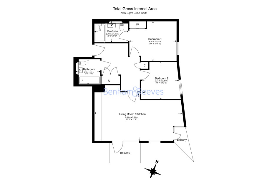 2 bedrooms flat to rent in Heritage Place, Brentford, TW8-Floorplan