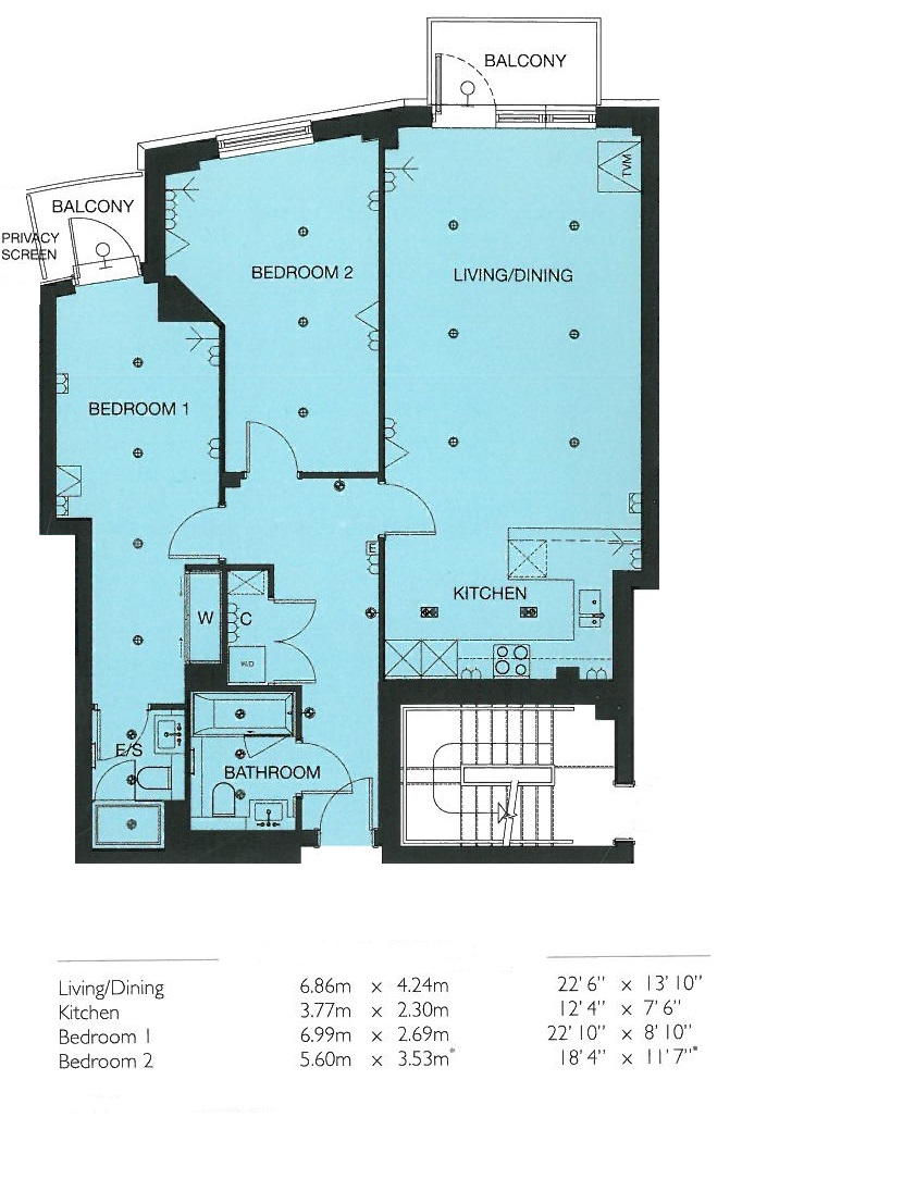 2  bedrooms flat to rent in Kew Bridge Road, Brentford, TW8-Floorplan