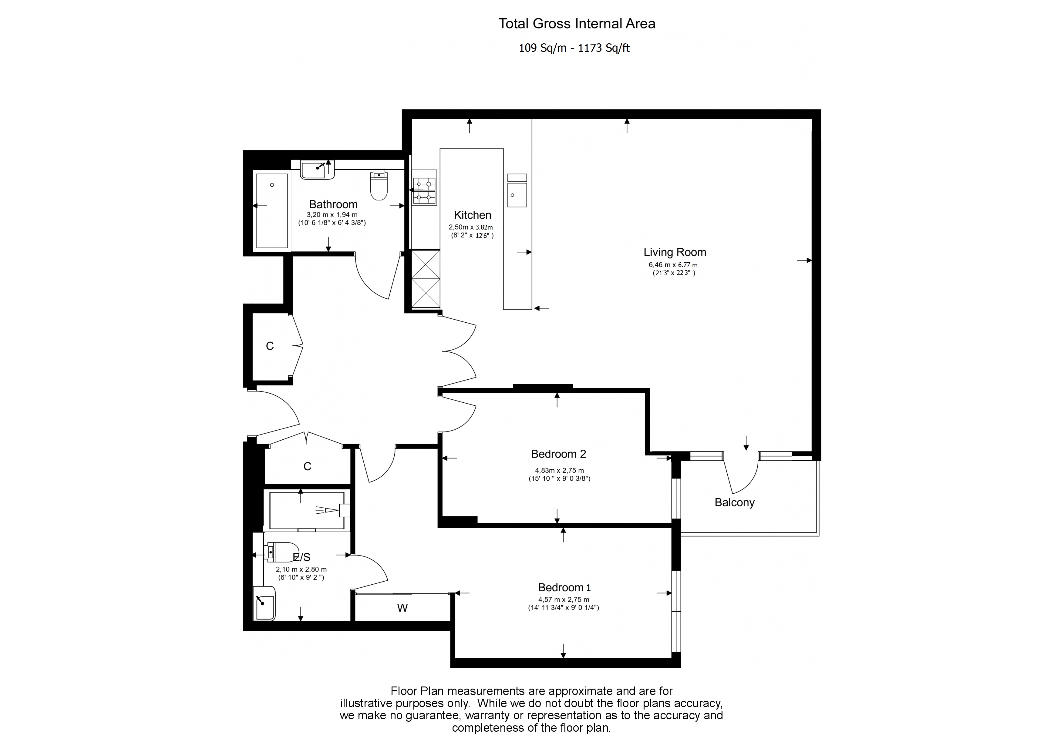 2 bedrooms flat to rent in Kew Bridge Road, Brentford, TW8-Floorplan